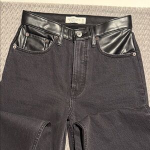 Abercrombie & Fitch Black Jeans with Faux Leather Waistband